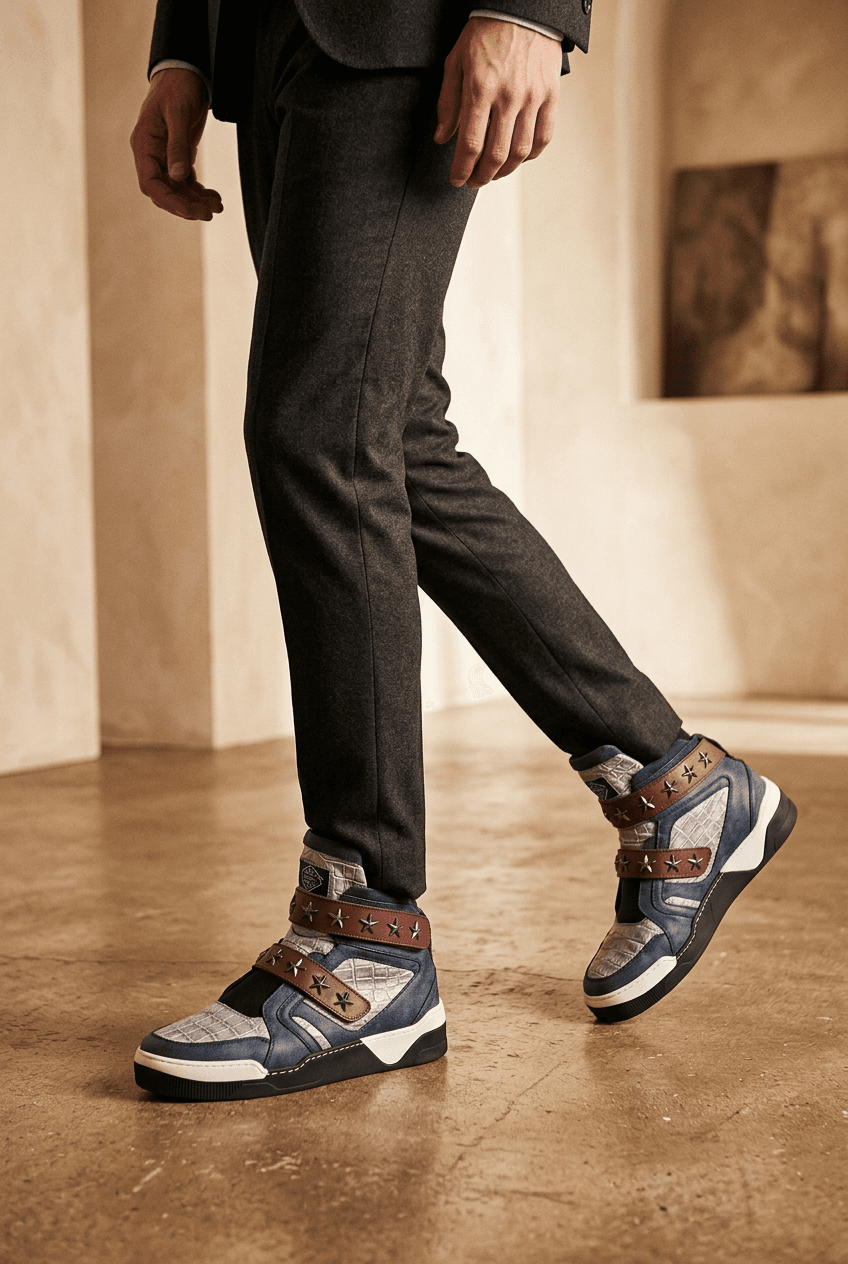 Star-strap high-top sneakers