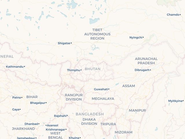 Location map of Bhutan