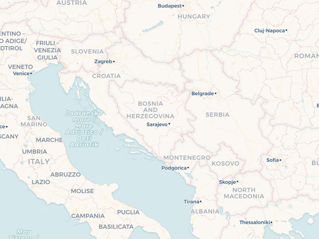 Location map of Bosnia and Herzegovina